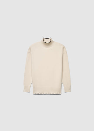 High-neck sweater with contrast trim