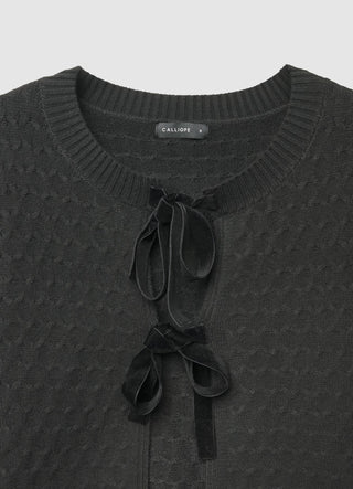 Cardigan crop in maglia con fiocchi