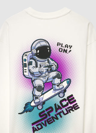 T-shirt over a maniche lunghe con stampa astronauta