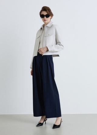 Short jacket with zip and flap pockets