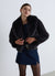 Crop jacket with plush effect and notched collar
