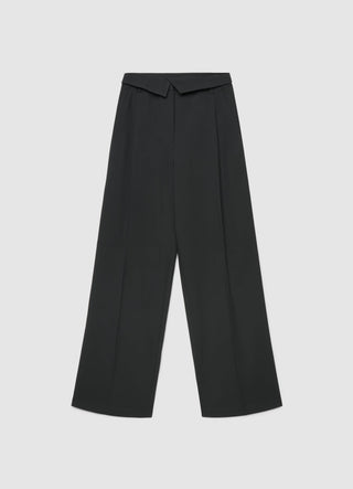 Wide-leg straight trousers with belt