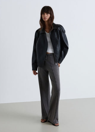 Palazzo-style gym trousers with drawstring waistband
