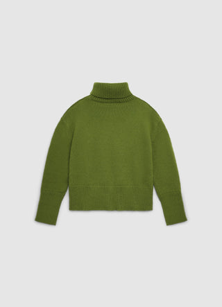 Boxy turtleneck sweater with English ribbing