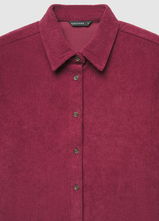 Solid colour ribbed crop shirt