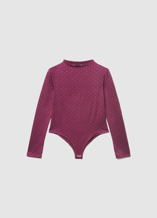 Body a maniche lunghe con strass