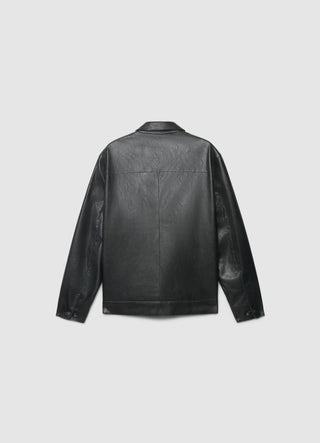 Giacca simil pelle con colletto classico e zip